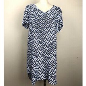 Blue leaf print dress